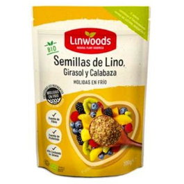 LINWOODS Semences de Lin, Citrouille et Tournesol Moulues 200G Bio, Graines Moulues, Riche en Zinc et Antioxydants, Vegan