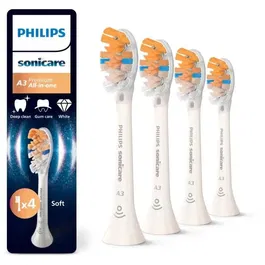 Philips Lot de 4 Têtes de Brosse HX9094/87 Blanc pour Brosses à Dents Électriques Adultes