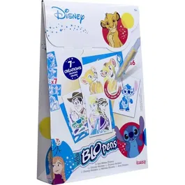 Lansay Blopens - Set de 7 feutres aérographe avec pochoirs réutilisables des héros Disney - Création de dessins pour enfant dès 5 ans