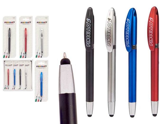 Pincello Stylo pointe fine assorti 6.7 x 21 x 1.5 cm plastique bleu noir rouge argent (Set de 24) Pincello Stylo pointe fine assorti 6.7 x 21 x 1.5 cm plastique bleu noir rouge argent (Set de 24)