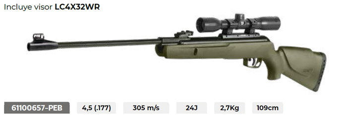 GAMO Carabine de grande puissance 24J avec viseur LC4X32 et canon abatible GAMO Carabine de grande puissance 24J avec viseur LC4X32 et canon abatible