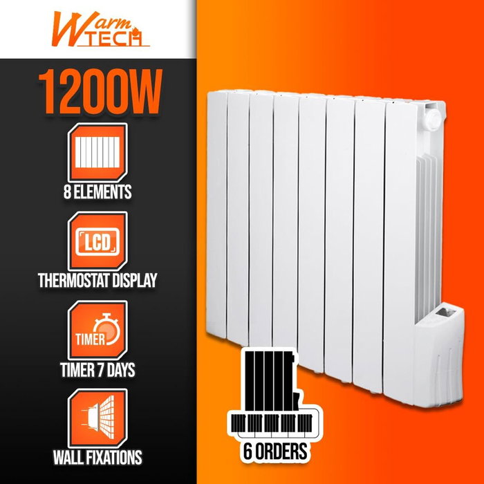 Warm Tech Radiateur électrique à inertie fluide 1200W Blanc