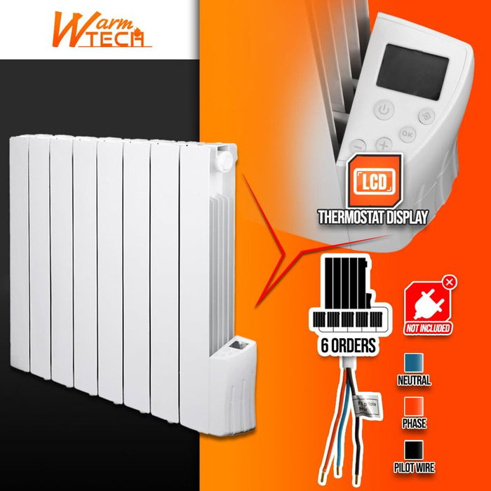 Warm Tech Radiateur électrique à inertie fluide 1200W Blanc