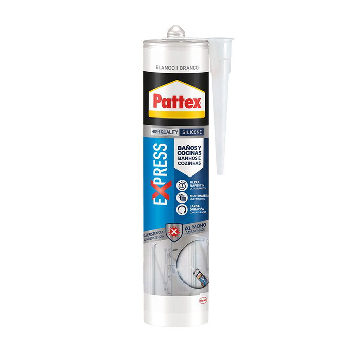 Pattex Silicona Express Joints Salle de Bain et Cuisine 280 ml Blanc - Haute Résistance Moisissure Pattex Silicona Express Joints Salle de Bain et Cuisine 280 ml Blanc - Haute Résistance Moisissure