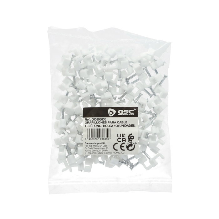 GSC Evolution Sac de 100 agrafes pour câble téléphonique blanc