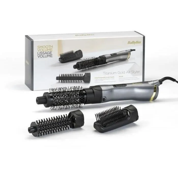 BaByliss Brosse soufflante Titanium Gold AS85TE - 800W, 3 embouts, revêtement titane-céramique, Air Frais, cordon rotatif 2m, garantie 3 ans