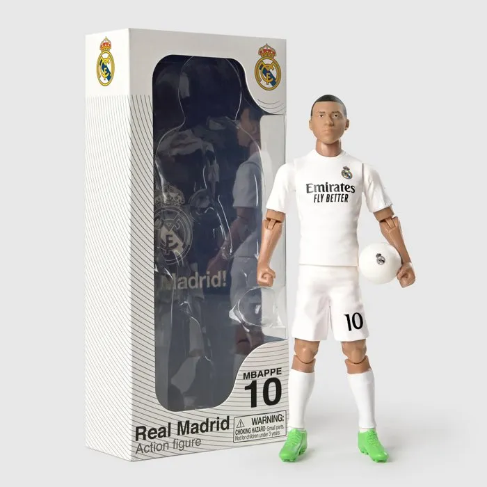 Megableu - Figurine articulée Mbappé Real Madrid 20 cm avec licence officielle - Finitions premium et articulations Megableu - Figurine articulée Mbappé Real Madrid 20 cm avec licence officielle - Finitions premium et articulations