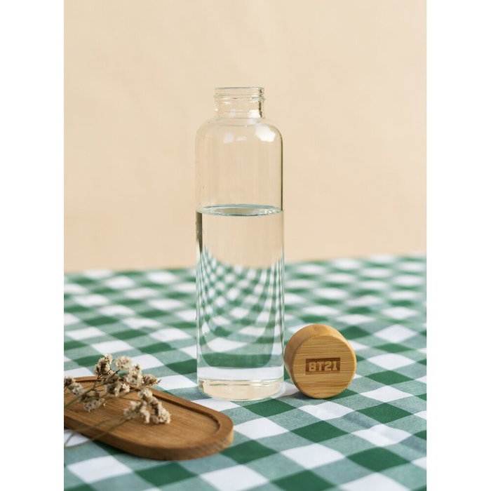 ERIK - Bouteille d'eau en verre Shooky BT21 500 ml avec bouchon en bambou et housse de transport en néoprene - Pas lave-vaisselle