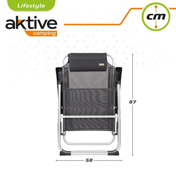 Color Baby - Chaise de camping en aluminium pliable, 5 positions réglables, dimensions repliées 44 x 55 x 101 cm, textile résistant