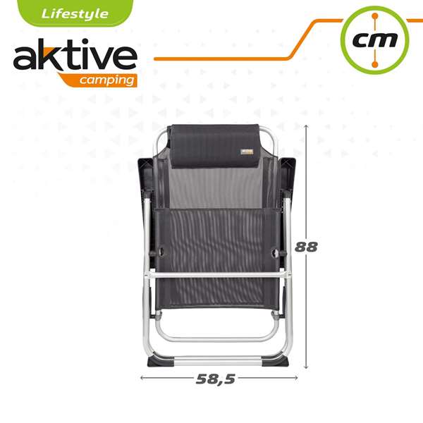 Color Baby - Chaise de camping en aluminium pliable, 5 positions réglables, dimensions repliées 44 x 55 x 101 cm, textile résistant