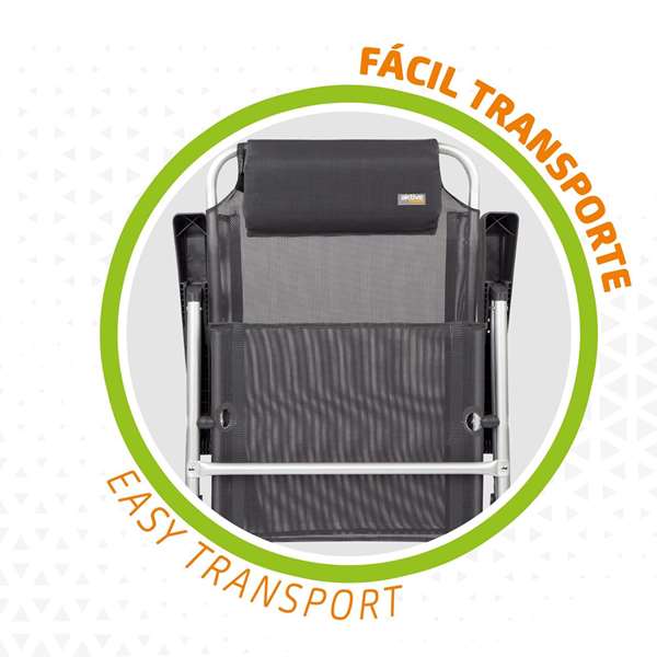 Color Baby - Chaise de camping en aluminium pliable, 5 positions réglables, dimensions repliées 44 x 55 x 101 cm, textile résistant