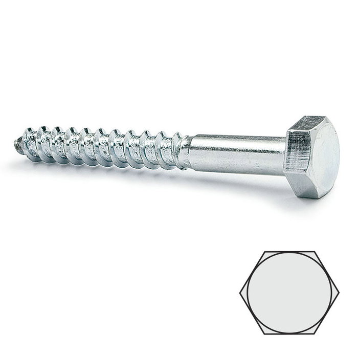 UCAFIX - Set de 100 tirafondos à tête hexagonale DIN 571 zincés, diamètre 6 mm, longueur 90 mm UCAFIX - Set de 100 tirafondos à tête hexagonale DIN 571 zincés, diamètre 6 mm, longueur 90 mm