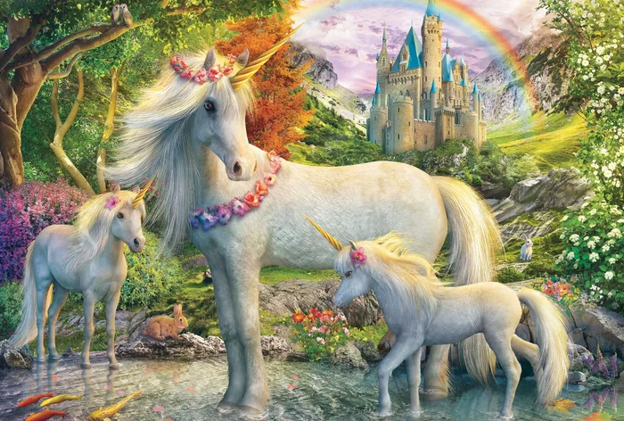 Puzzle Schmidt Spiele 200 pièces - La licorne et ses poulains - Dès 8 ans - Paysage à reconstituer