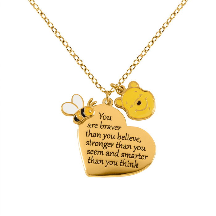 PEERS HARDY Collier Disney avec Pendentif Cœur Winnie The Pooh en Or Jaune et Amulette Ourson Additionnelle PEERS HARDY Collier Disney avec Pendentif Cœur Winnie The Pooh en Or Jaune et Amulette Ourson Additionnelle