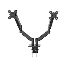 Coolbox Support Pour 2 Moniteurs jusqu'à 32 Pouces - VESA 75x75/100x100 - Noir Mat - Bras Orientable 360° - Gaz