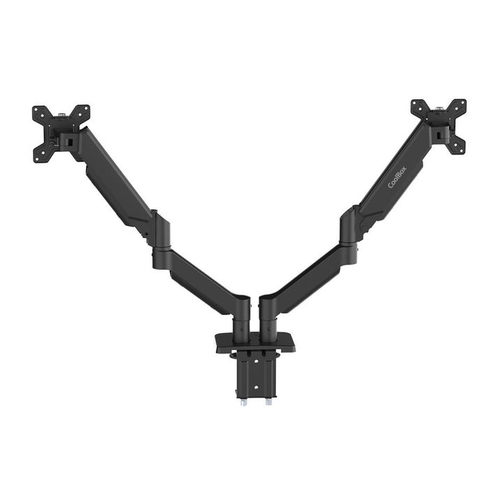 Coolbox Support Pour 2 Moniteurs jusqu'à 32 Pouces - VESA 75x75/100x100 - Noir Mat - Bras Orientable 360° - Gaz