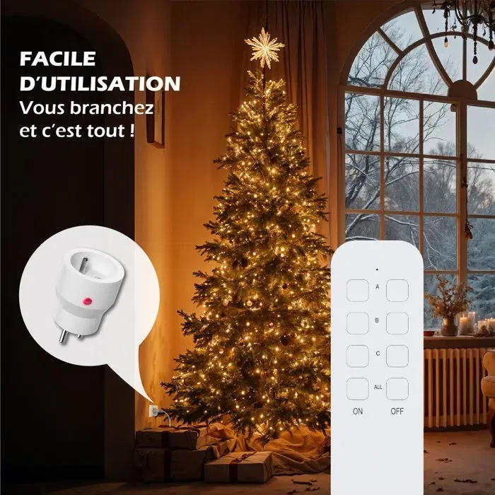 KYF - Lot de 3 Prises Connectées avec Télécommande - Interrupteur Murale - 2300W - Prise Intelligente