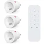 KYF - Lot de 3 Prises Connectées avec Télécommande - Interrupteur Murale - 2300W - Prise Intelligente