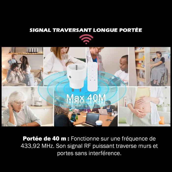 KYF - Lot de 3 Prises Connectées avec Télécommande - Interrupteur Murale - 2300W - Prise Intelligente