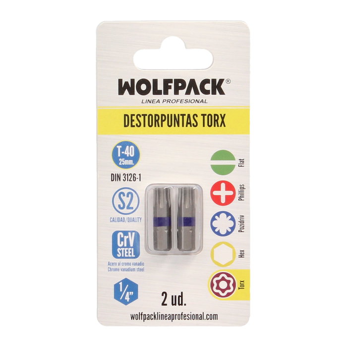 WOLFPACK LINEA PROFESIONAL Embout pour vis Maurer Torx T-40
