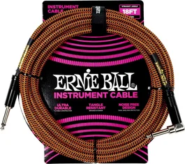 Ernie Ball Câble pour instrument Silent tressé Jack-Jack 5,5 m - Orange / Noir