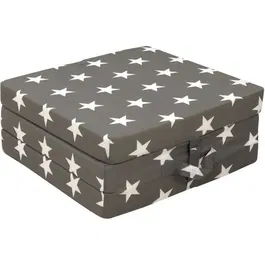 Chauffeuse pliante SAMBA multi-position, motif étoiles, garnissage mousse et coton, dimensions 190 x 70 x 9 cm