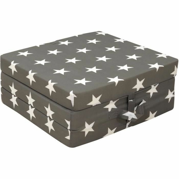 BigBuy Home Chauffeuse pliante SAMBA Multi-position Motif étoiles Gris