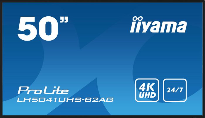 iiyama - Écran professionnel 50" (127 cm) - 4K UHD 3840x2160 - Panneau VA - Haze 25% - Haut-parleurs 2x10W - Ports HDMI, VGA, USB - Mode Portrait/Paysage - Montage VESA