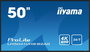 iiyama - Écran professionnel 50" (127 cm) - 4K UHD 3840x2160 - Panneau VA - Haze 25% - Haut-parleurs 2x10W - Ports HDMI, VGA, USB - Mode Portrait/Paysage - Montage VESA
