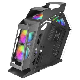 Mars Gaming MC61 Boîtier PC Gaming Compact Micro-ATX, 4 Ventilateurs 120mm ARGB Chroma, Fenêtre en Verre Trempé, Noir