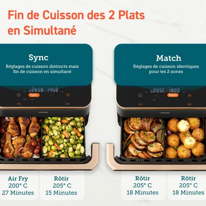 Cosori DualBlaze Twinfry Pro Ceramic AirFryer 10 L - Noir - Connectée Wi-Fi