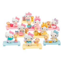 Famosa Hello Kitty - Minibox Sweetheart Playmates Hkt38100 - 9 Figuras de Collection Rares Avec Vitrine - Jouet +3 Ans