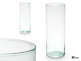 GIFTDECOR Vase Cylindre en Verre Recyclé Transparent 15x40cm