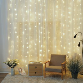 Bambasy Rideau LED 2x2m Lumière froide