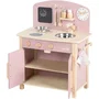 Roba - Cuisine de jeu en bois pour enfants avec accessoires - Rose et naturel - 7 pièces incluses - 52x30x63 cm - À partir de 3 ans