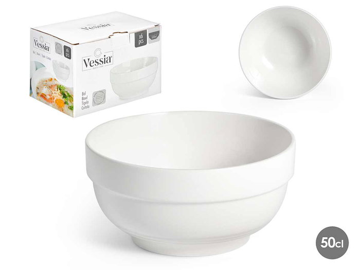 Vessia Bowl Apilable en Porcelaine Blanc 13 cm Capacité 500 ml (Set de 36) Vessia Bowl Apilable en Porcelaine Blanc 13 cm Capacité 500 ml (Set de 36)