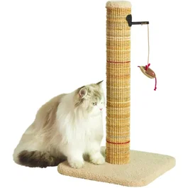 Zolux Griffoir pour Chat Boréal en Sisal avec Jouet Souris Suspendu, Tapis Doux, Base Lourde, Bois FSC, Taille M 63 cm, Beige