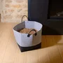 Eda Sac à granulés en feutrine Jura Montania 60 L - Capacité 45 kg - 40 x 40 x 40 cm - Gris Béton / Gris Anthracite