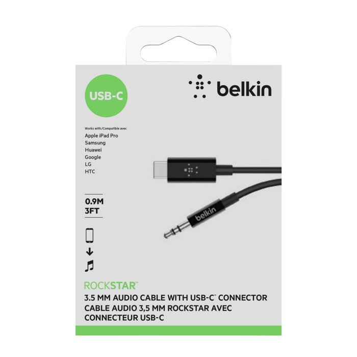 Belkin RockStar Câble audio USB-C vers jack 3,5 mm 0,9 m - Noir