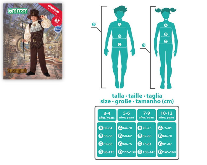 BigBuy Carnival Déguisement Steampunk pour Enfant - 3-4 Ans - Marron