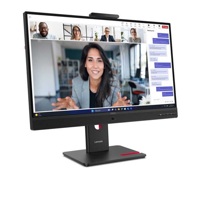 Lenovo ThinkVision T24-4v Moniteur 23.8 pouces IPS Full HD, caméra 5 MP, haut-parleurs, HDMI, DisplayPort, USB, écran professionnel noir
