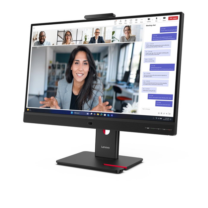 Lenovo ThinkVision T24-4v Moniteur 23.8 pouces IPS Full HD, caméra 5 MP, haut-parleurs, HDMI, DisplayPort, USB, écran professionnel noir