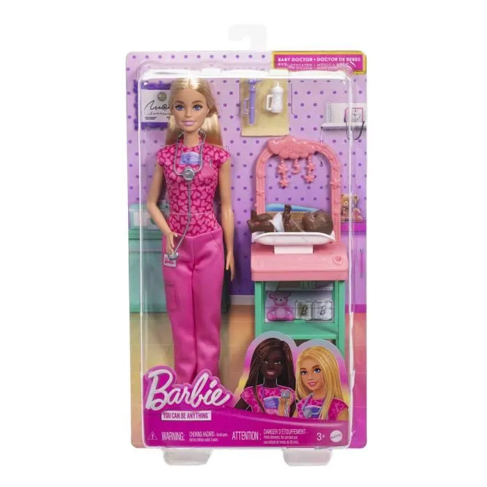 Barbie Coffret Pédiatre JCR72 - Poupée Barbie Blonde et Poupée Bébé avec Mobilier et Accessoires Médicaux - Pour Enfants de 3 Ans et Plus Barbie Coffret Pédiatre JCR72 - Poupée Barbie Blonde et Poupée Bébé avec Mobilier et Accessoires Médicaux - Pour Enfants de 3 Ans et Plus