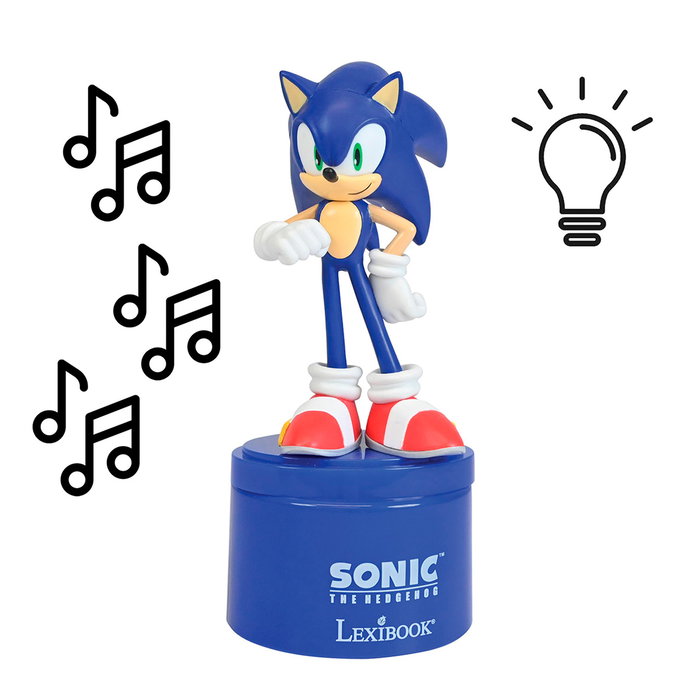 Lexibook Sonic NS02SN - Lampe de nuit Bluetooth avec haut-parleur intégré pour enfants - Licence Sonic - Recommandé +3 ans