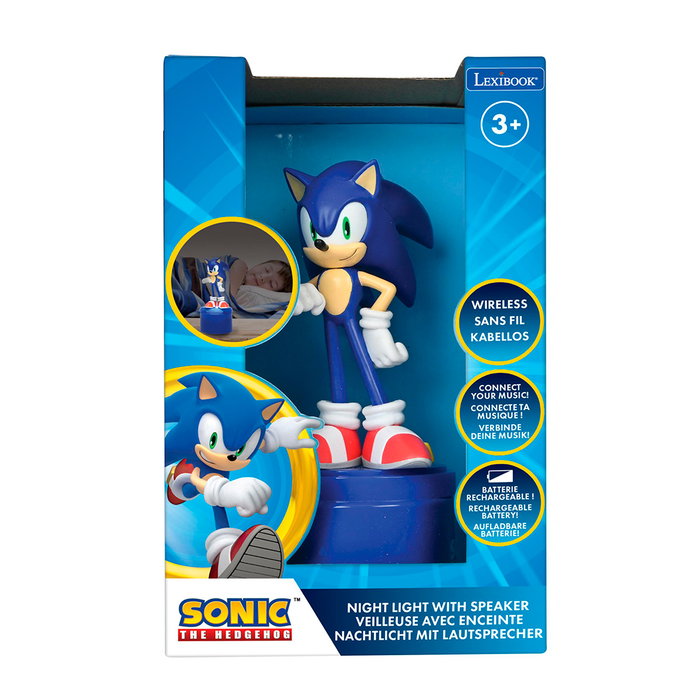 Lexibook Sonic NS02SN - Lampe de nuit Bluetooth avec haut-parleur intégré pour enfants - Licence Sonic - Recommandé +3 ans