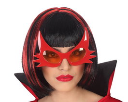 Lunettes rouges fantaisie à monture pointue pour Halloween, accessoire de déguisement vampire, sorcière ou diva rétro