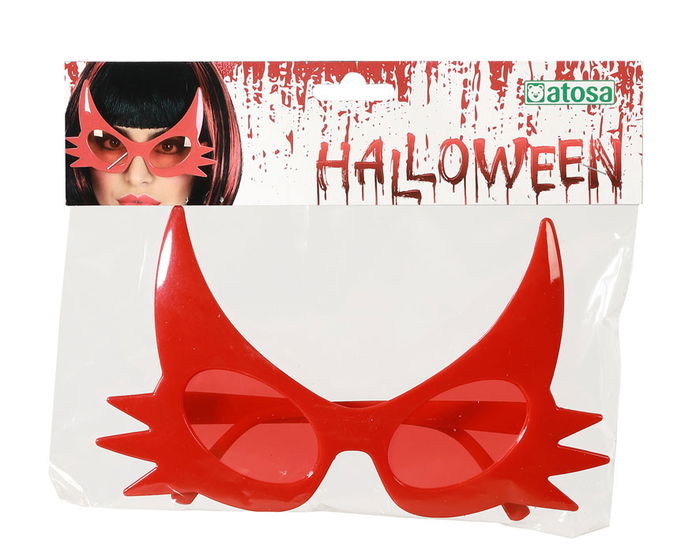 Lunettes rouges fantaisie à monture pointue pour Halloween, accessoire de déguisement vampire, sorcière ou diva rétro