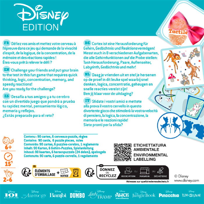 Asmodee Cortex Kids Édition Disney - Jeu de Cartes de Défis Cérébraux pour Enfants à Partir de 6 Ans - Stimule Mémoire, Logique et Réflexes