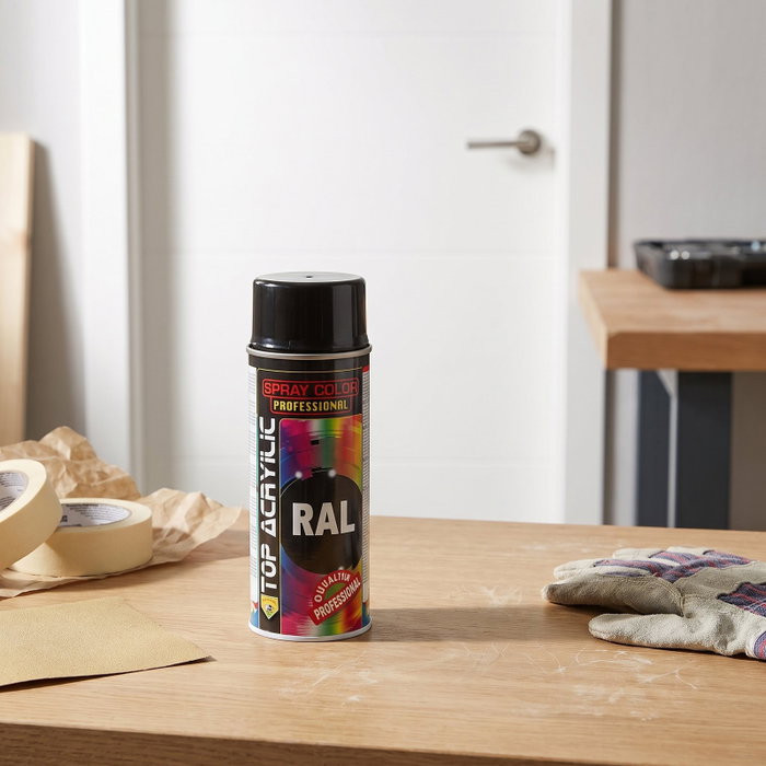 TOP ACRYLIC Spray Acrylique Noir Mat RAL-9005 400ml