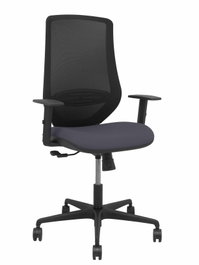 Chaise Mardos Synchro 4 positions tissu Gris foncé Maille Noir Base en nylon noir Accoudoir 1D Sans appui-tête Roulettes 65mm nylon
